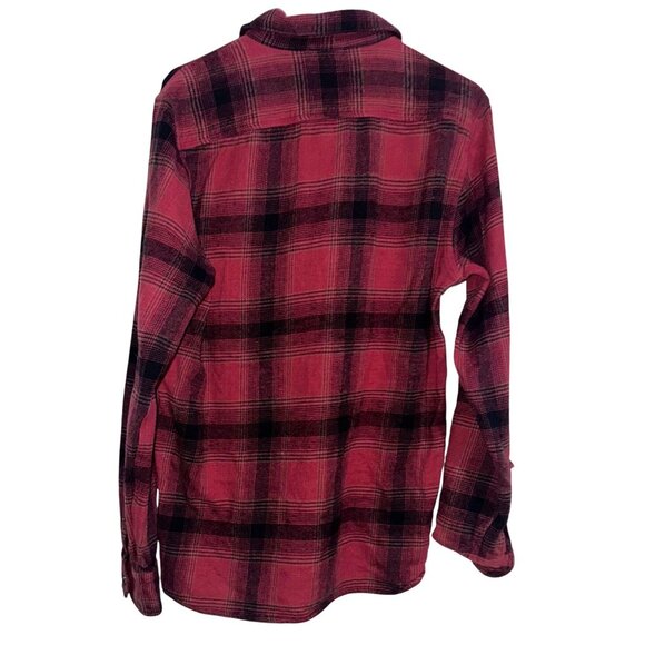 Iron & Resin Red & Black Plaid Button-Up Long Sleeve Shirt M 100% Cotton - Picture 5 of 7